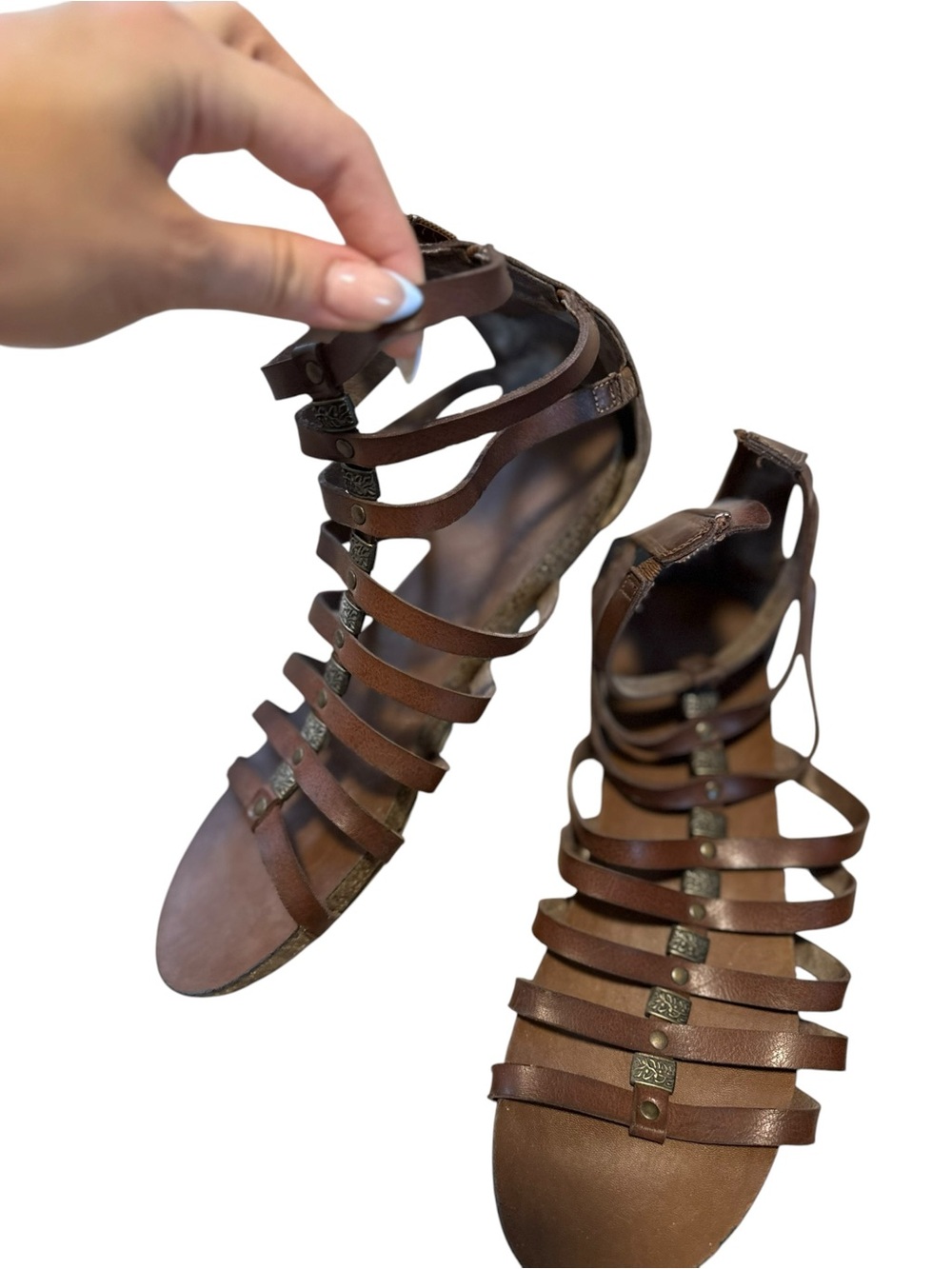 Brown Strappy Gladiator Sandals - Women